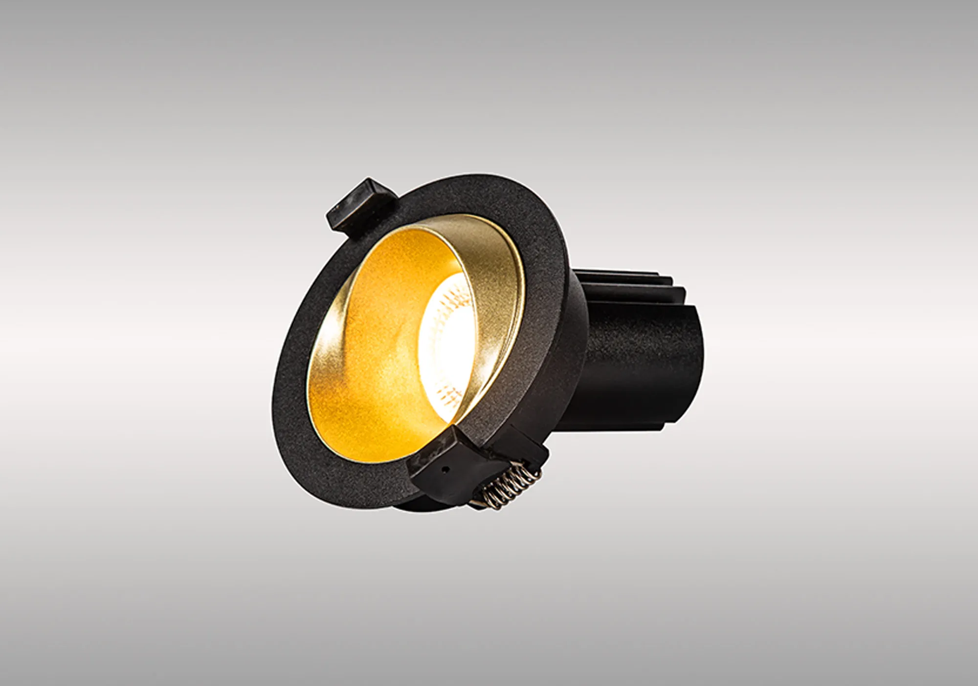 Bonia 12 Tridonic Powered 12W 3000K 1200lm 24° CRI>90 LED Engine Black/Gold Fixed Recessed Spotlight, IP20 DM202478  Dlux Bonia 12